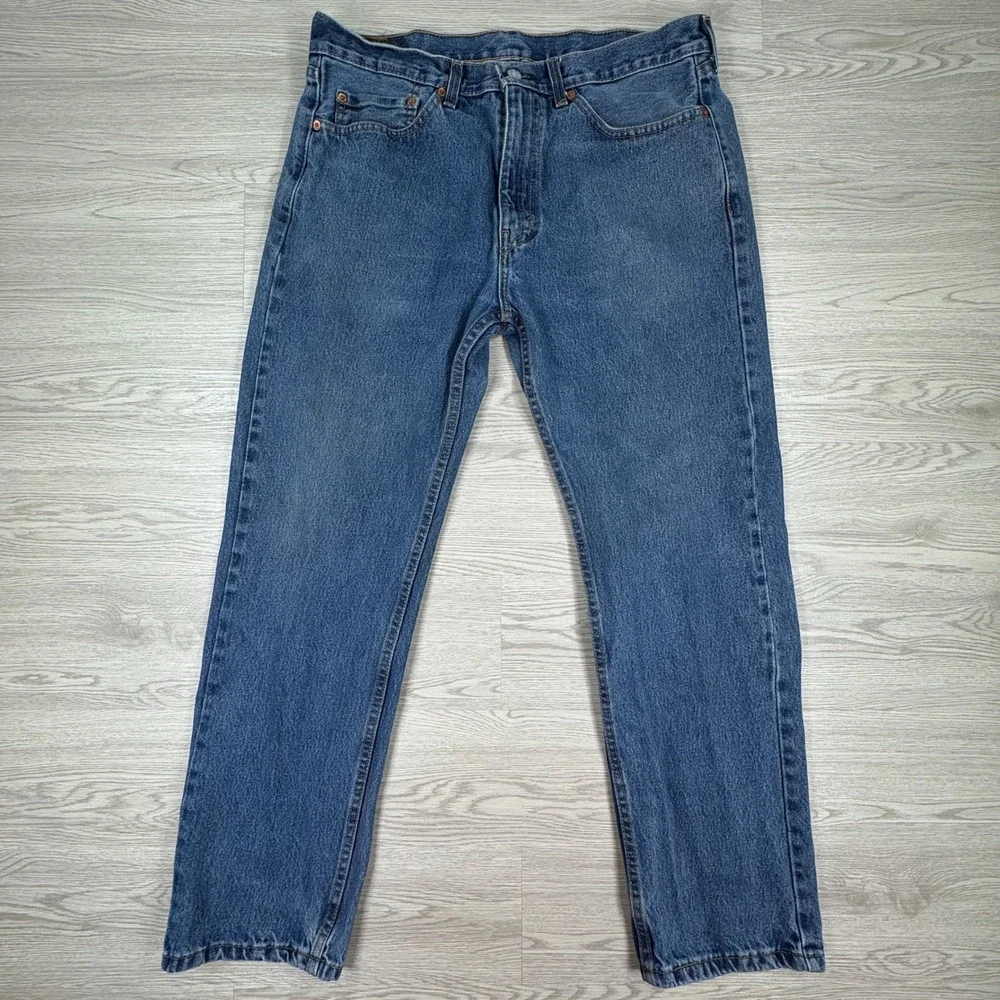 Levi's Men's Jeans 505 Regular Fit Straight Leg Blue‎ W36 L32 Cotton Denim